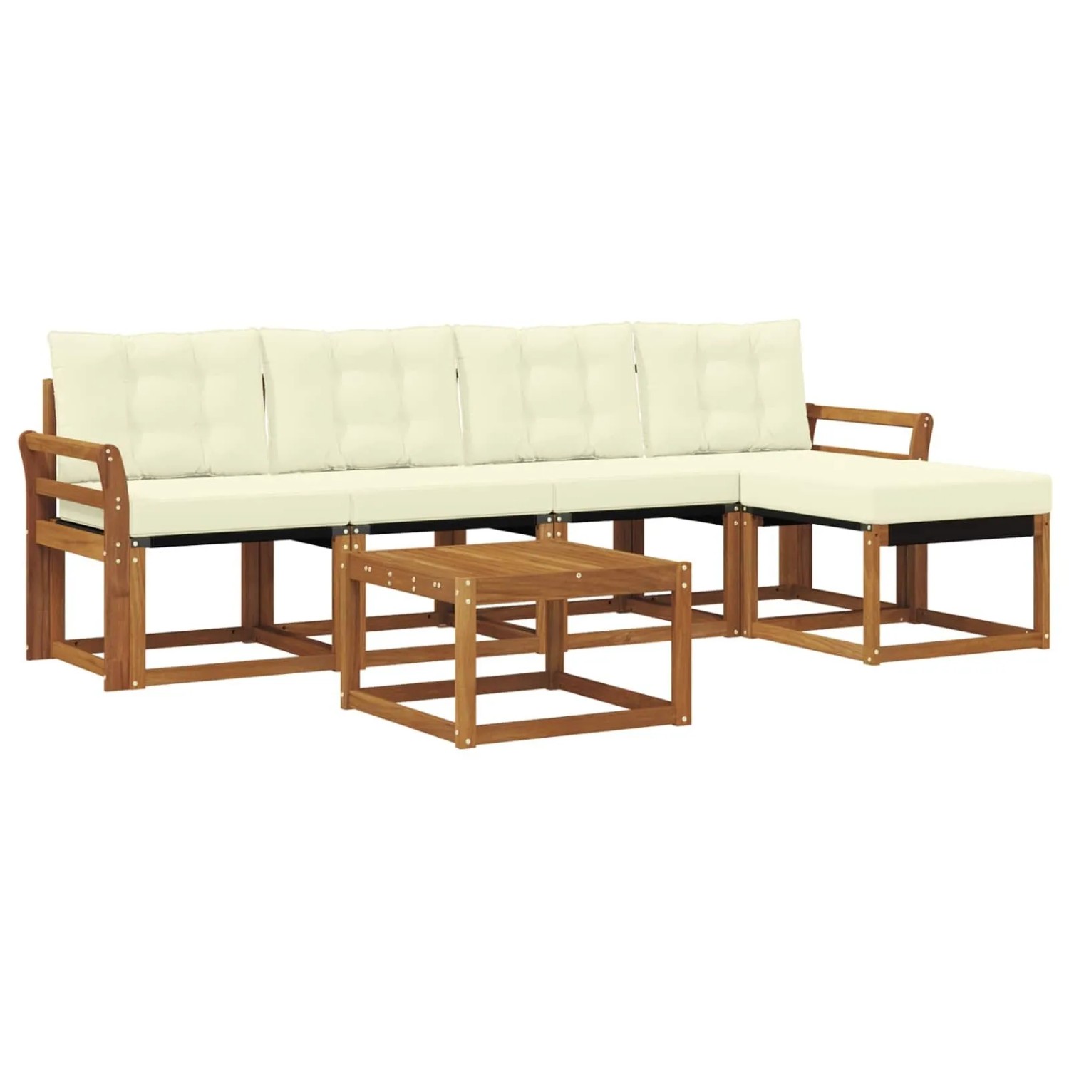 vidaXL Outdoor-Sofagarnitur mit Kissen 6-Tlg Natur und Creme 3368593