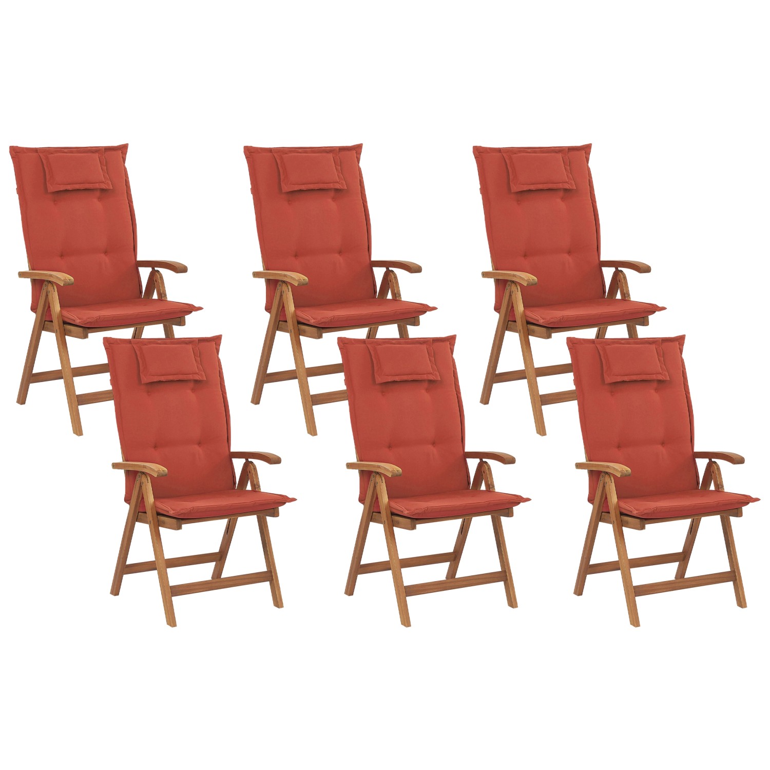 Beliani Gartenstuhl Heller Holzfarbton Rot 69x54x105 günstig online kaufen