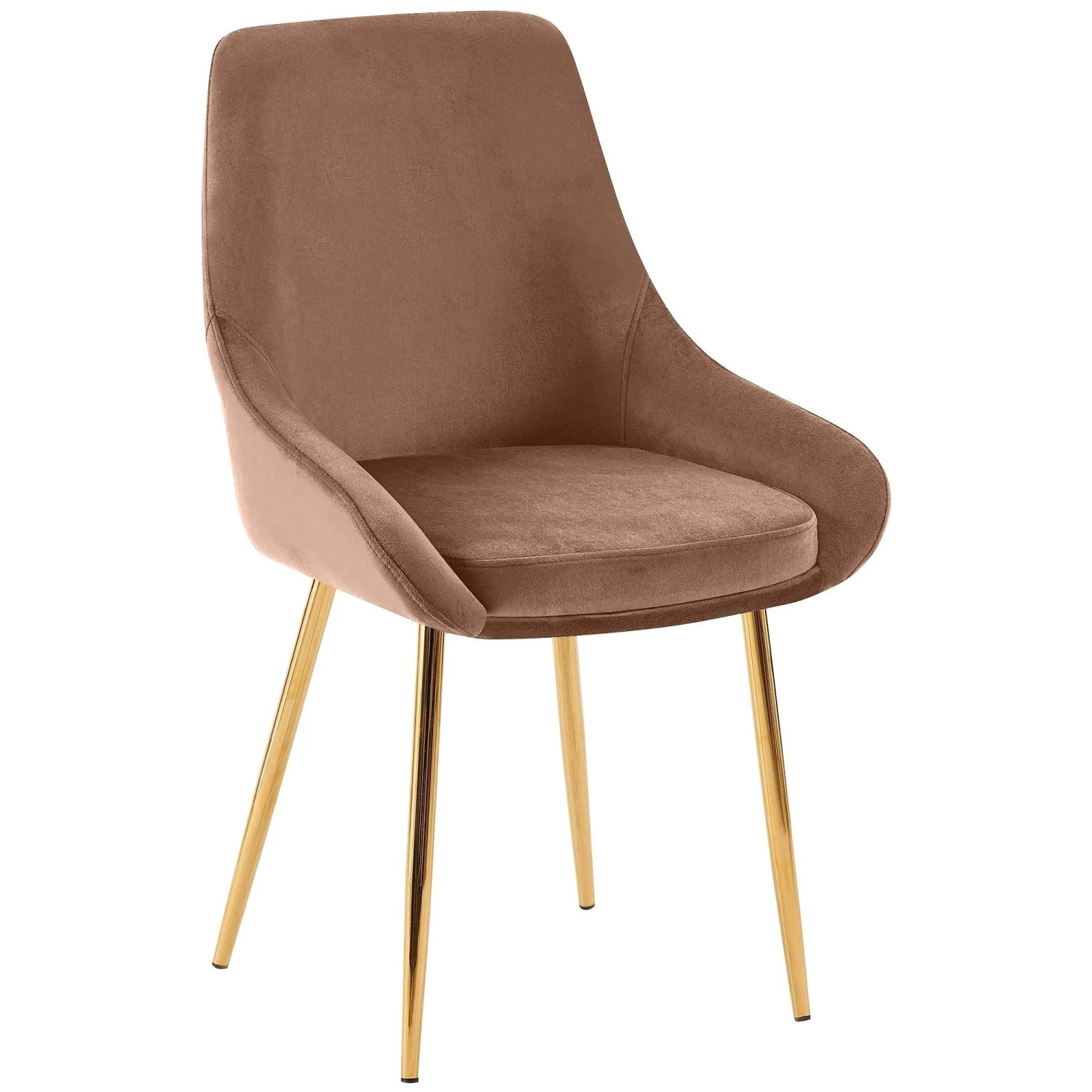 DELUKE Esszimmerstuhl PUNAR Samt Braun 50x53x86cm Gold Essstühle Esszimmerstühle Küchenstühle Wohnzimmerstühle