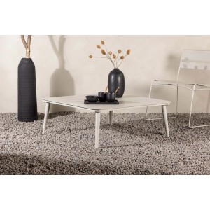 Beiger ebuy24 Lina Gartentisch, 90x90cm, quadratisch. Tisch für Garten und Terrasse.