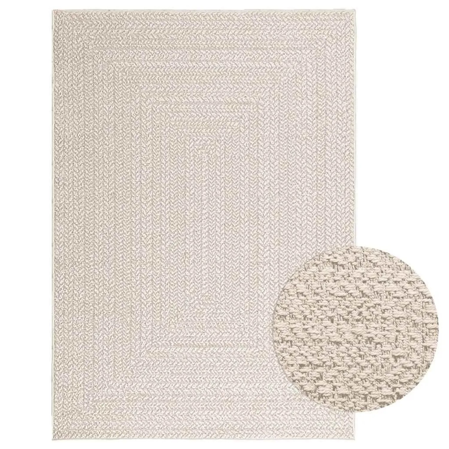 vidaXL Teppich ZIZUR Creme 120x170 cm Jute-Optik Indoor und Outdoor 4010364 günstig online kaufen