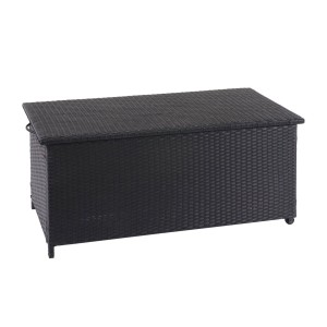 Proregal Poly-Rattan Kissenbox HxBxT 51x100x50cm Premium Schwarz 170L Gartentruhe Auflagenbox Truhe