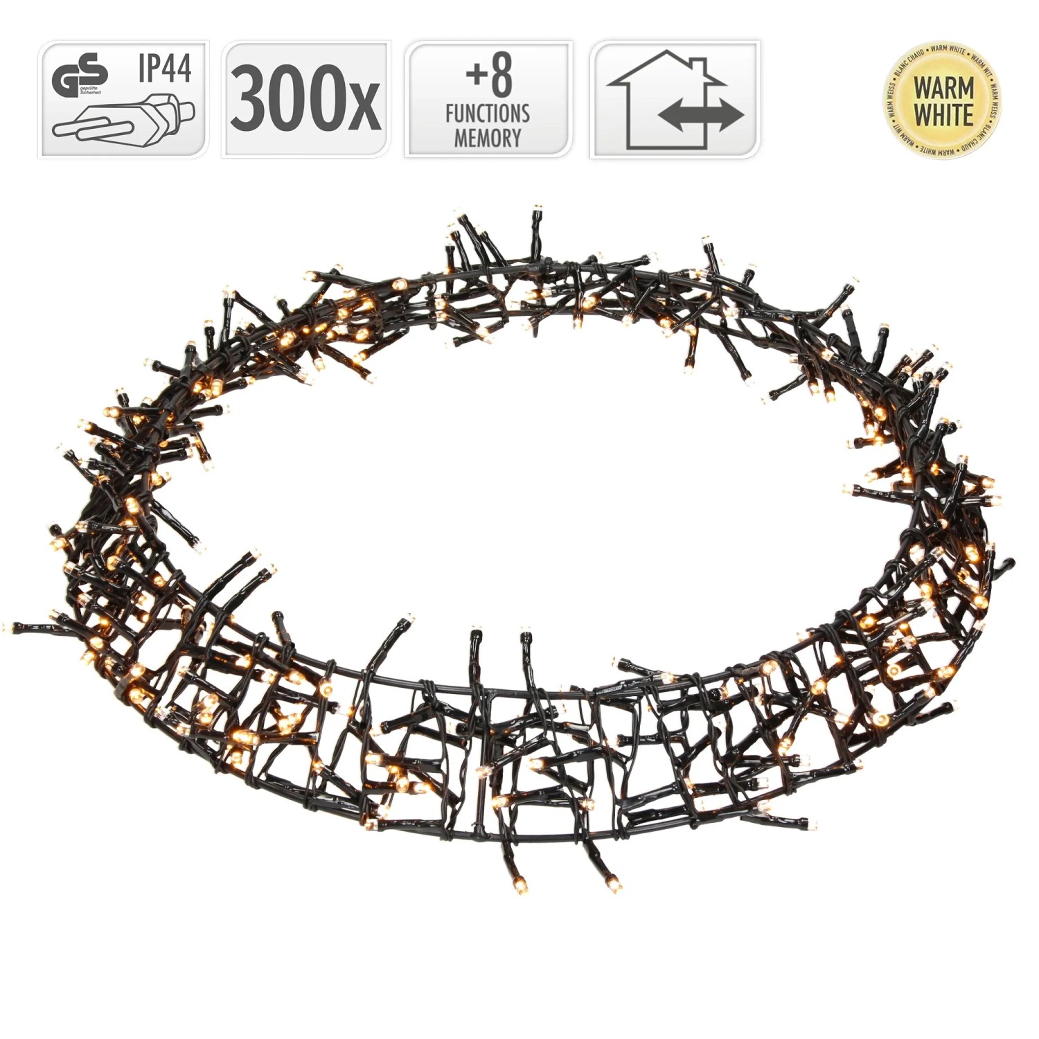 ECD Germany Lichterkranz, 38cm, warmweiße LEDs, IP44, für Weihnachtsdeko im Innen- und Außenbereich.