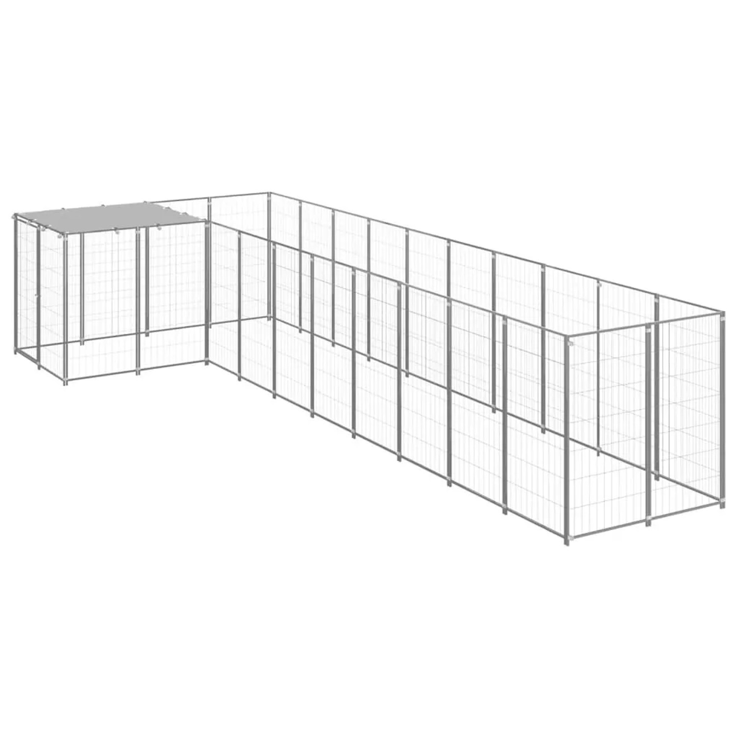 vidaXL Hundezwinger Silbern 7,26 m² Stahl 3082243