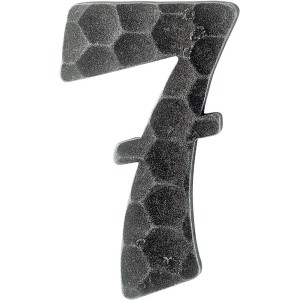 AnsaPro Hausnummer 7, schwarz verzinkt, aus Schmiedeeisen für die Wandmontage.