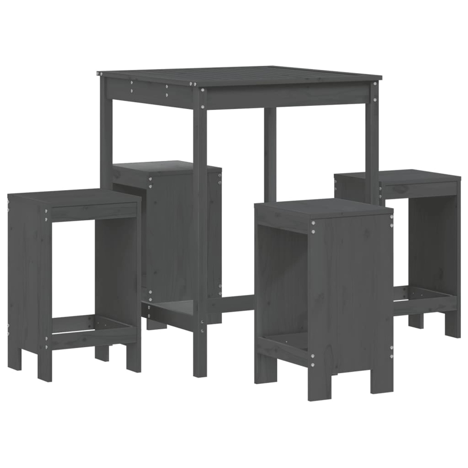 vidaXL 5-tlg Gartenbar-Set Grau Massivholz Kiefer Modell 5
