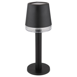 Globo LED Solarleuchte, schwarz matt, klar, Ø 8cm. Tischleuchte für Deko und Garten.