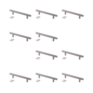 Emuca Lot von 10 Möbelgriffe Orlando L464 mm 384 mm Achsenabstand Stahl Nickel Satiniert