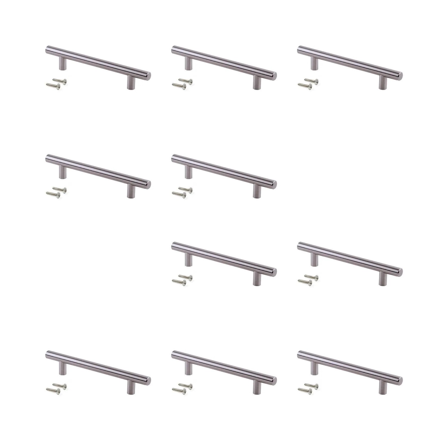 Emuca Lot von 10 Möbelgriffe Orlando L464 mm 384 mm Achsenabstand Stahl Nickel Satiniert