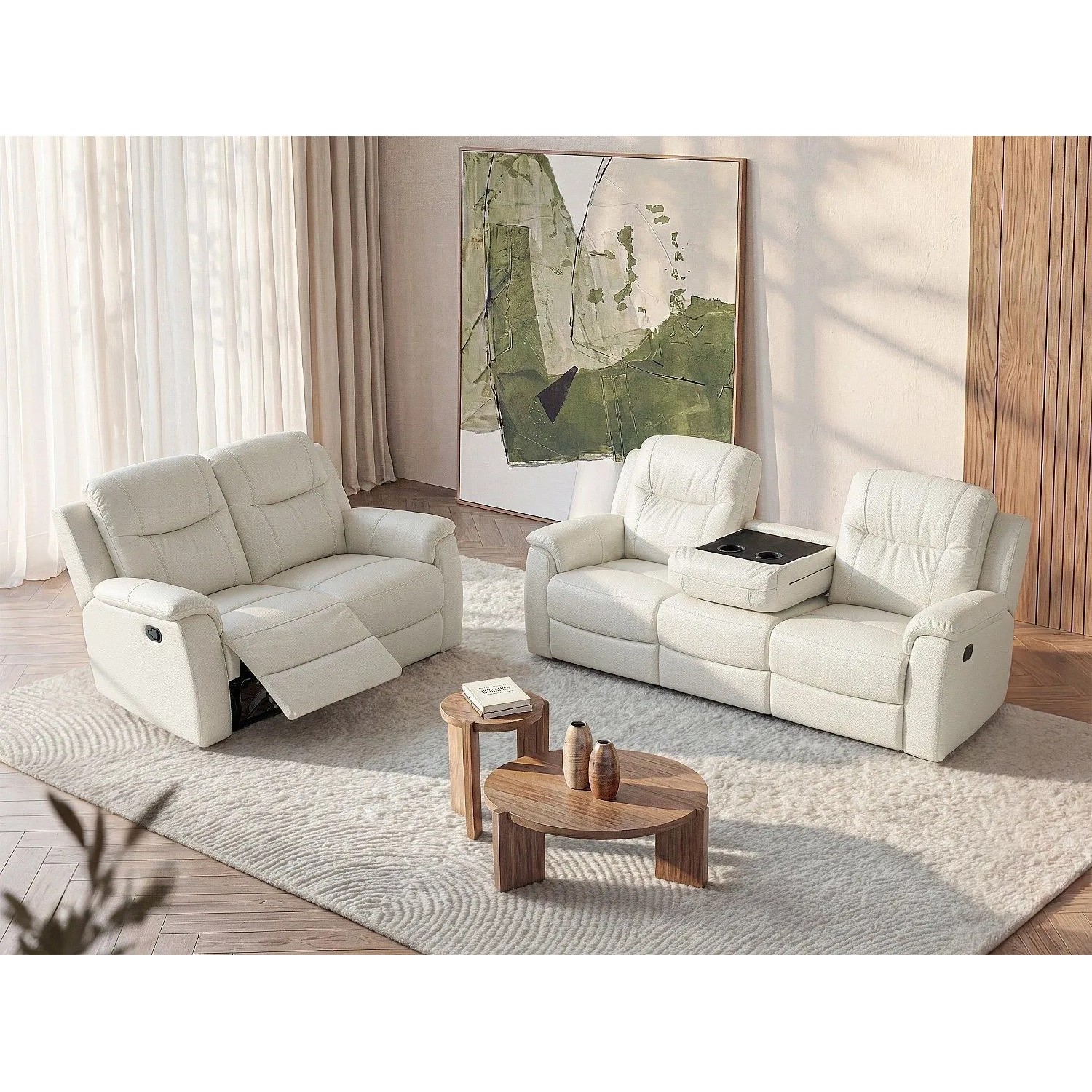Vente-unique Couchgarnitur Evasion Elfenbeinfarben 205 cm  156 cm