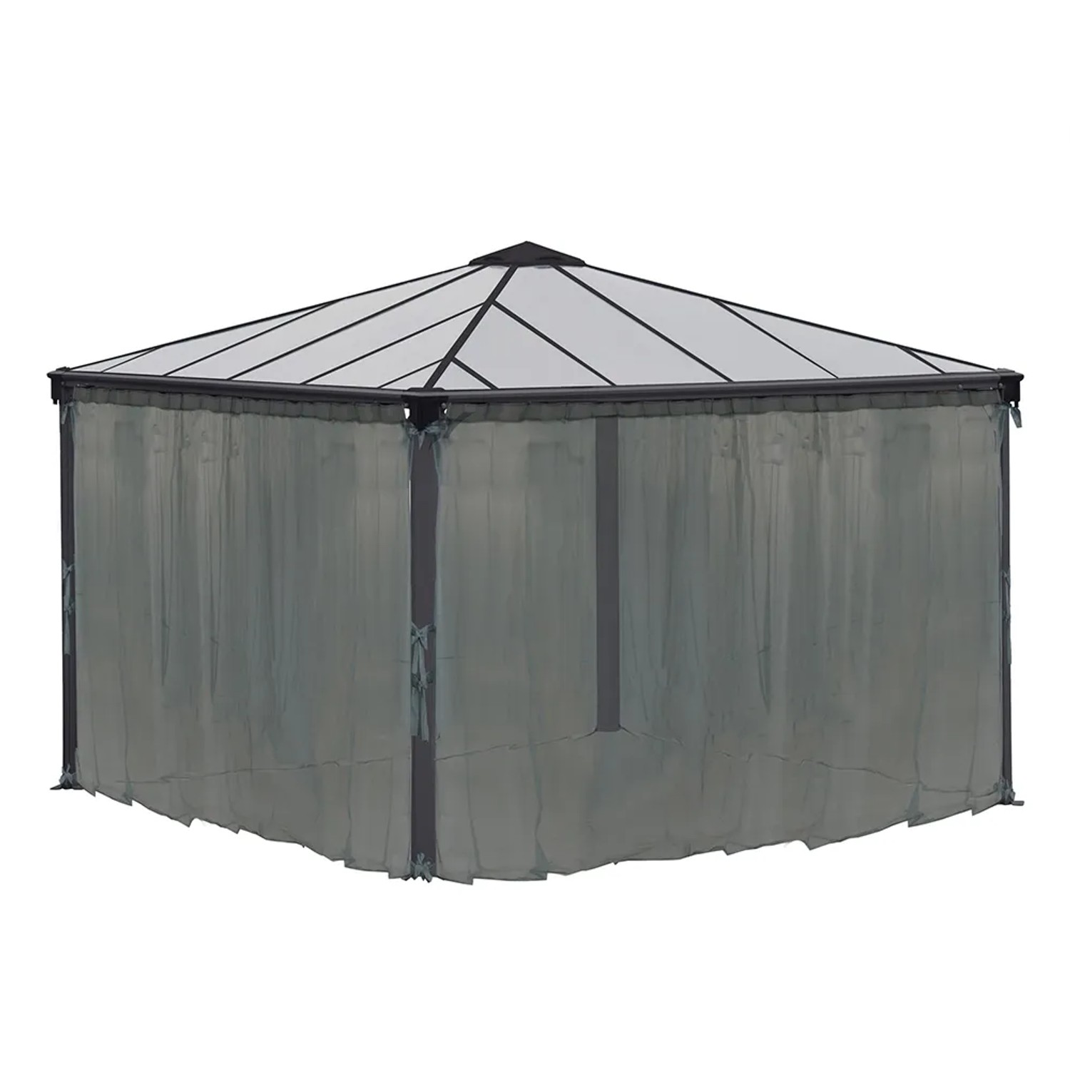 Palram Canopia Insektenschutznetz, anthrazit, für Pavillons (3-4m), mit Reißverschlüssen und Haken.