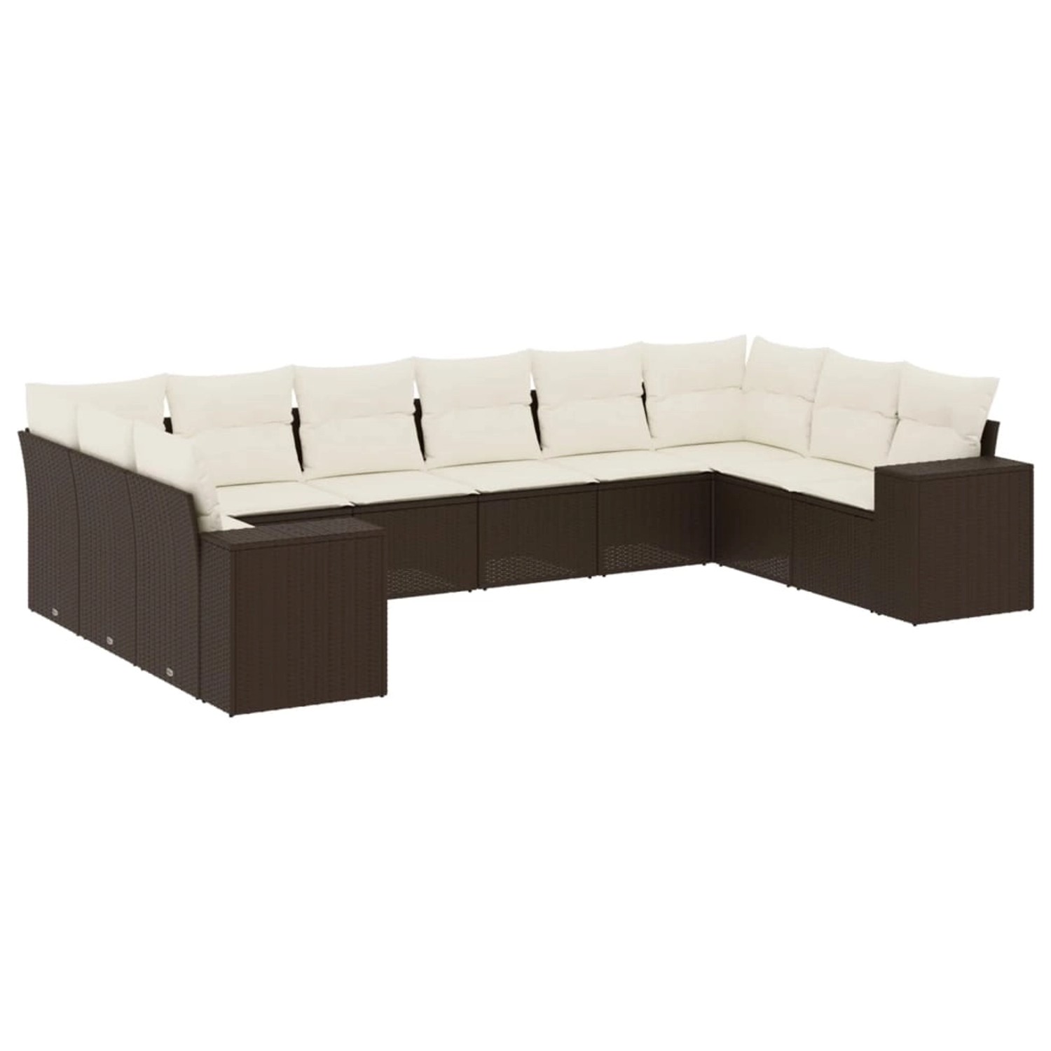 vidaXL 10-Tlg Garten-Sofagarnitur mit Kissen Braun Poly Rattan 3255410 günstig online kaufen