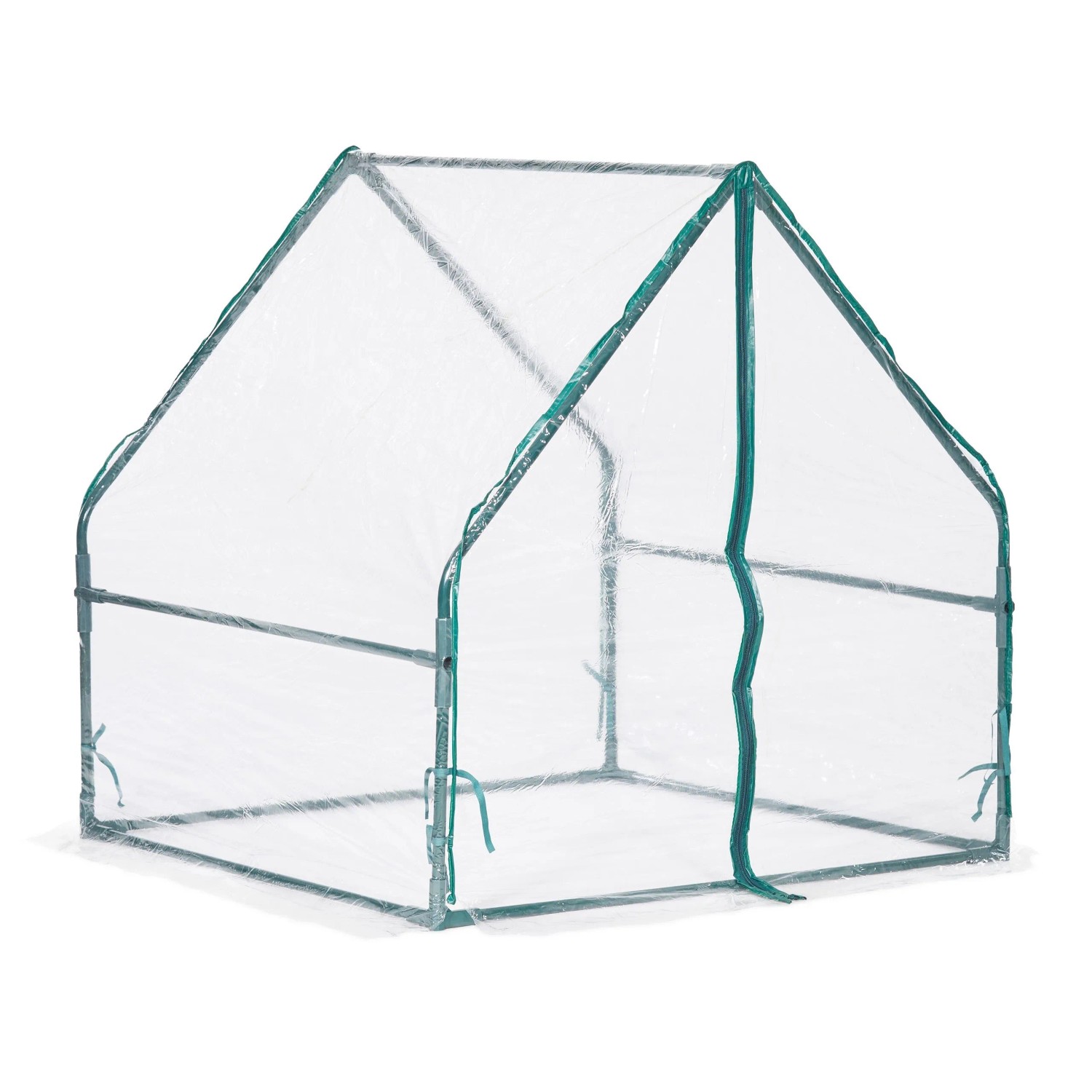 Relaxdays Folienfrühbeet PVC Transparent Grün mit Tür 95 cm x 95 cm x 92 cm 2,1 kg