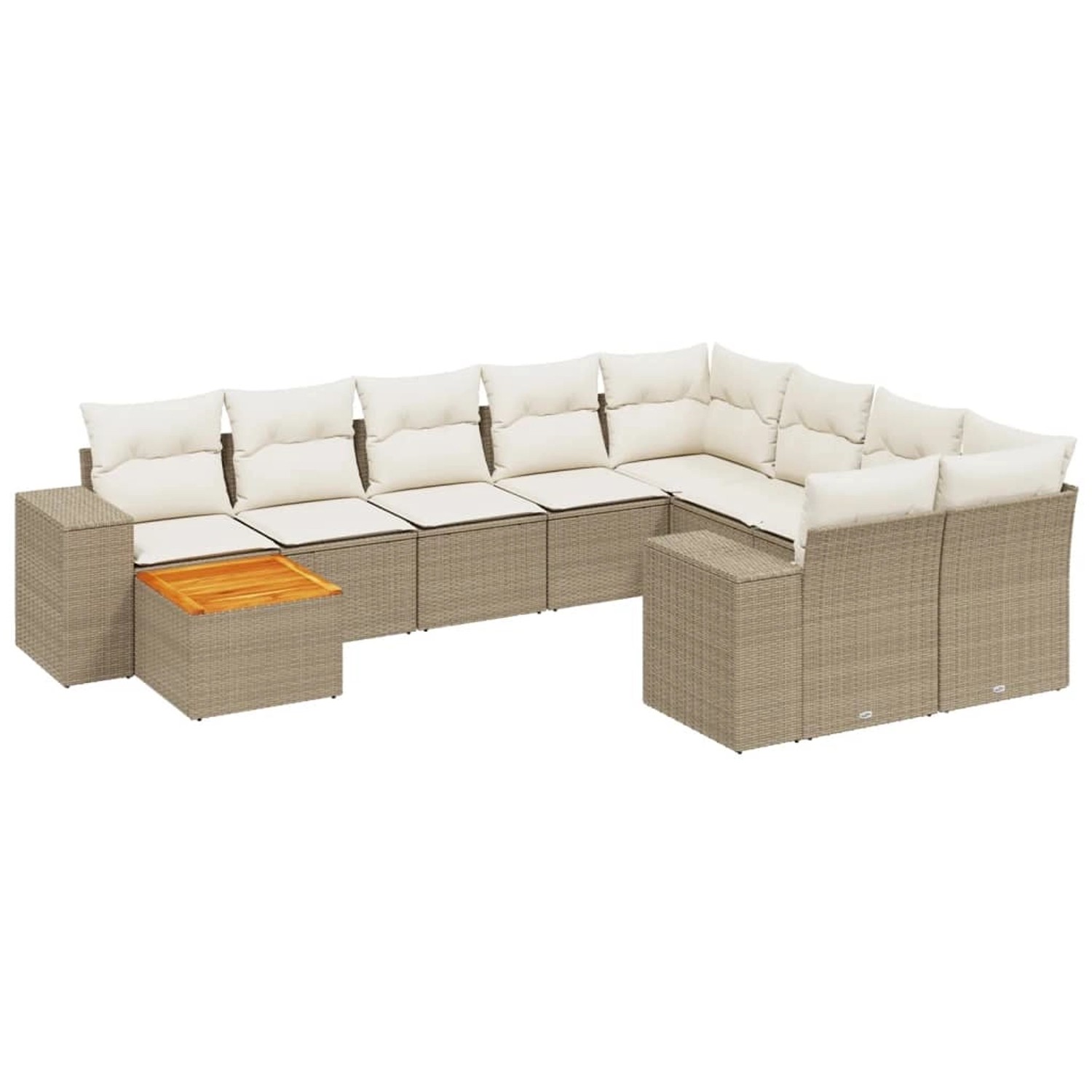 vidaXL 10-Tlg Garten-Sofagarnitur mit Kissen Beige Poly Rattan 3257941 günstig online kaufen
