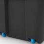 Schwarze Aufbewahrungsbox Scuba L mit blauen Rollen. Praktische Transportbox.
