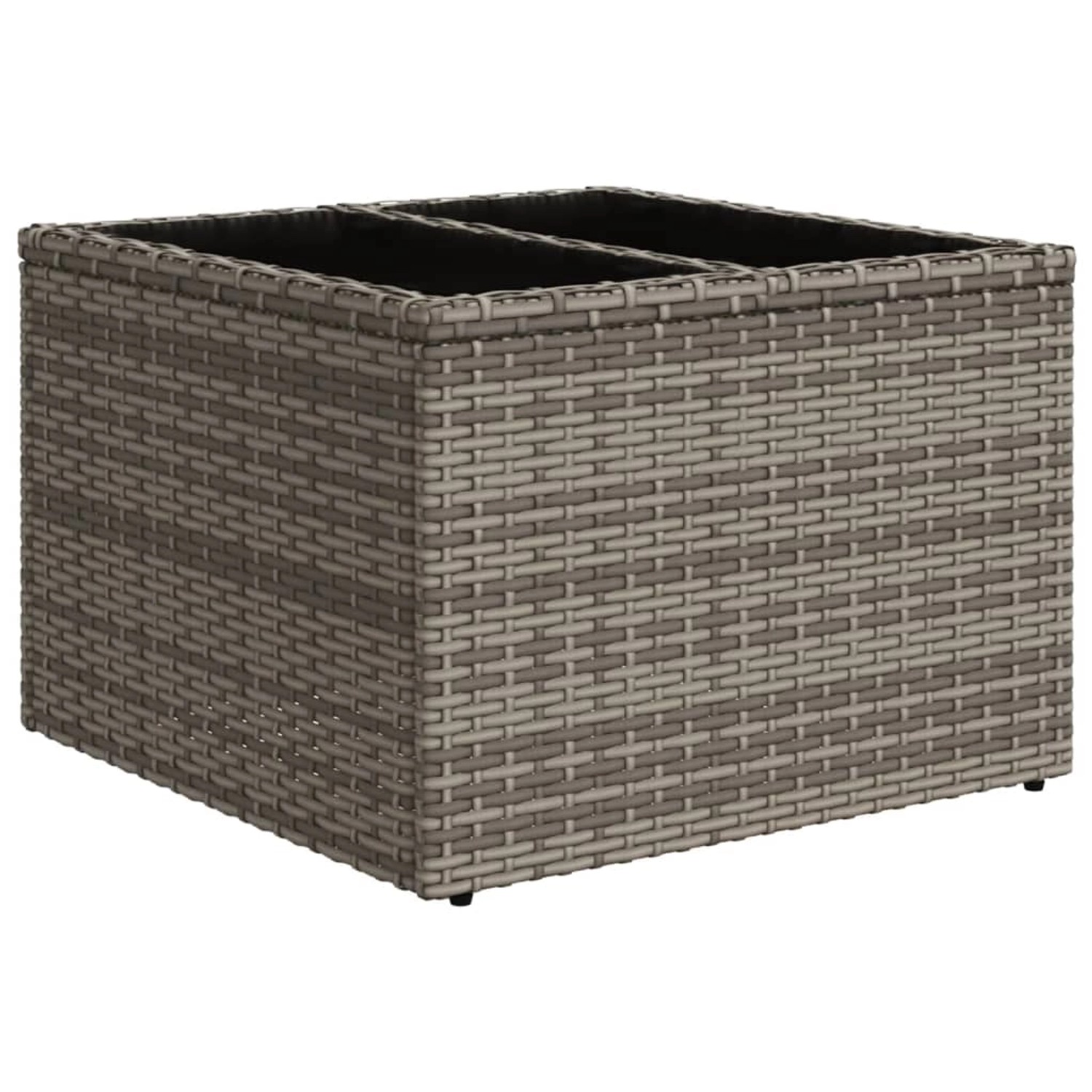 vidaXL Gartentisch mit Glasplatte Grau 55x55x37 cm Poly Rattan 366120