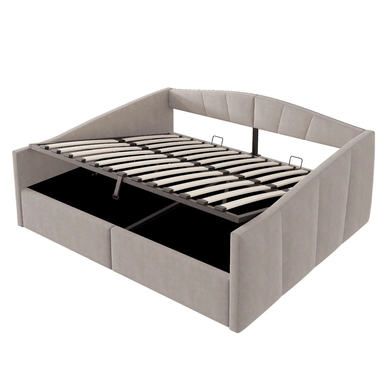 Merax Schlafsofa 140x200cm Hydraulik Lattenrost Samt Hellgrau