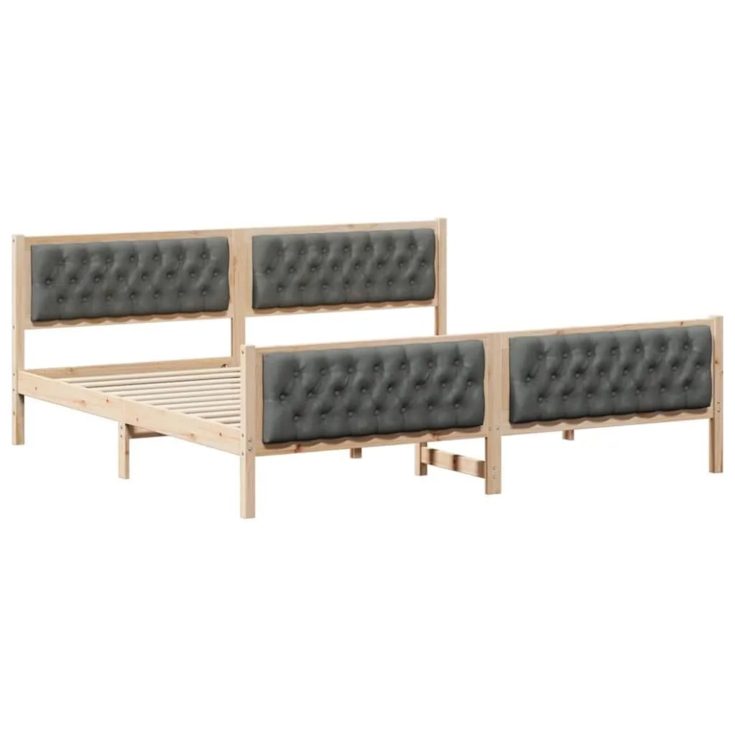 vidaXL Bettrahmen Dunkelgrau 200 x 200 cm Massives Kiefernholz 3394269