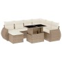 Beige 8-tlg. vidaXL Garten-Sofagarnitur mit Kissen aus Polyrattan. Inkl. Ecksofa, Tisch, Hockern und Kissen.