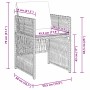 Skizze eines beigen Poly Rattan Gartenstuhls mit Maßangaben für Gartenmöbel.