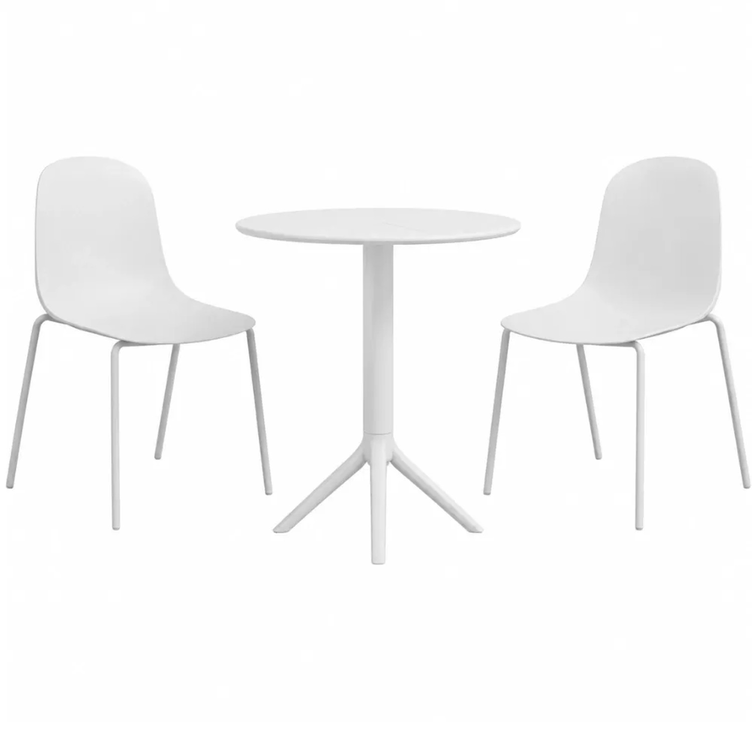 DELUKE Gartenmöbel-Set ELLA mit 2 Stühlen 162x60x85cm Kunststoff Weiß Balkonset Gartenset Tisch mit Stühlen Bistroset Outdoor