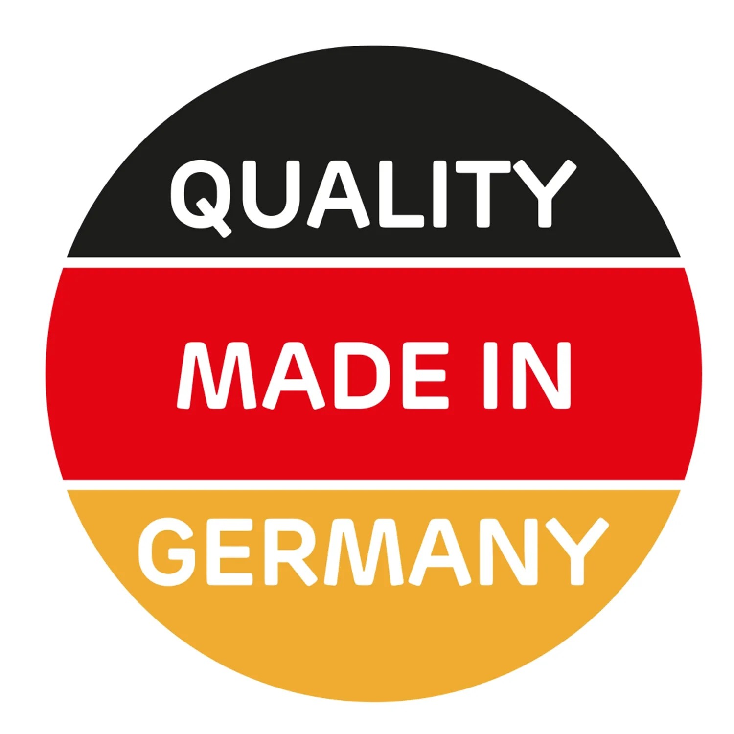 Qualitätssiegel Made in Germany in den Farben Schwarz, Rot und Gold.