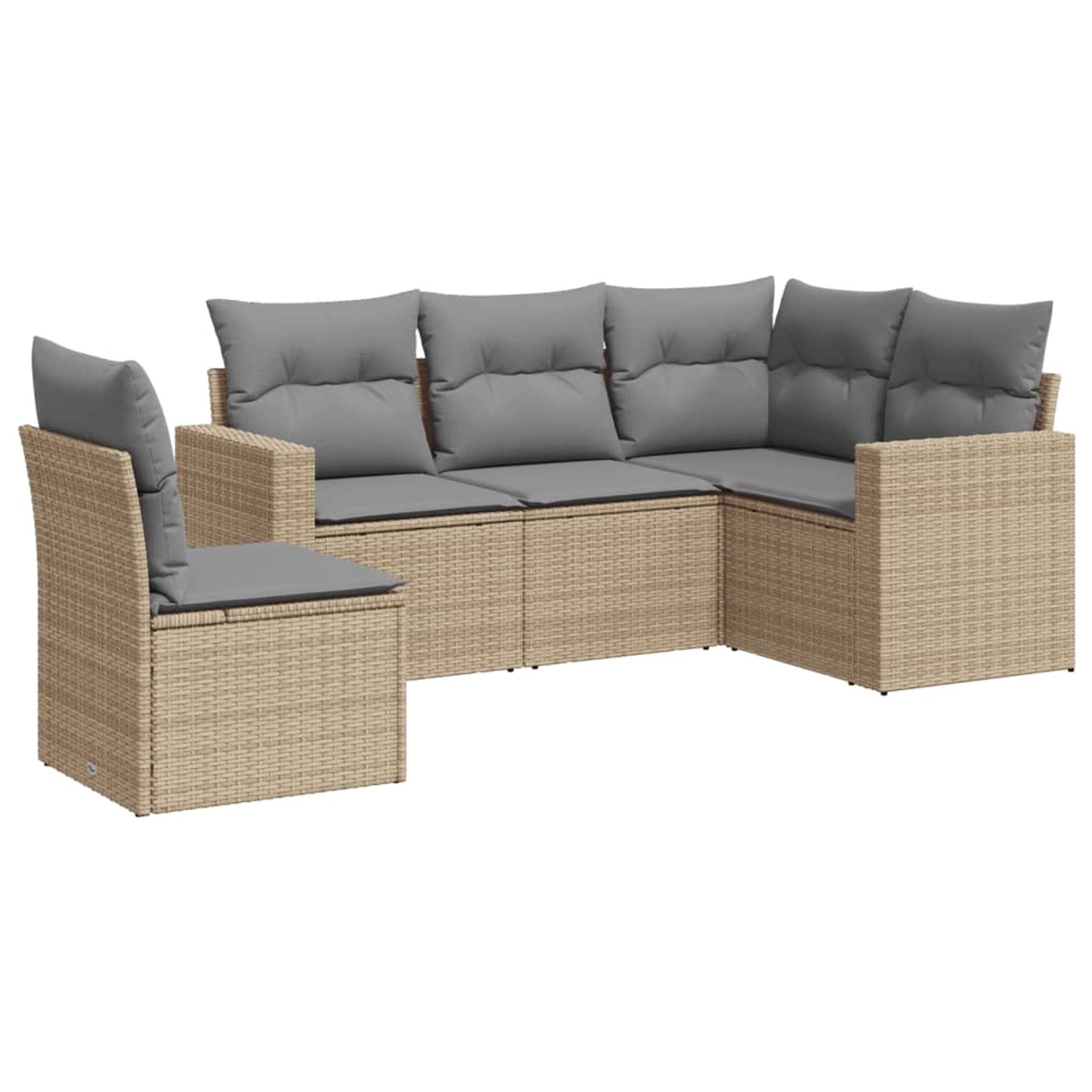 vidaXL 5-tlg Garten-Sofagarnitur mit Kissen Beige Poly Rattan Modell 39