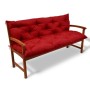 Rote Beautissu Flair BR Bankauflage 100x50cm auf Holzbank. Weiches, gestepptes Sitzkissen für Garten & Terrasse.