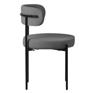 ML-Design Esszimmerstuhl 4er Set, grauer Küchenstuhl mit Teddystoff und schwarzem Stahlgestell.