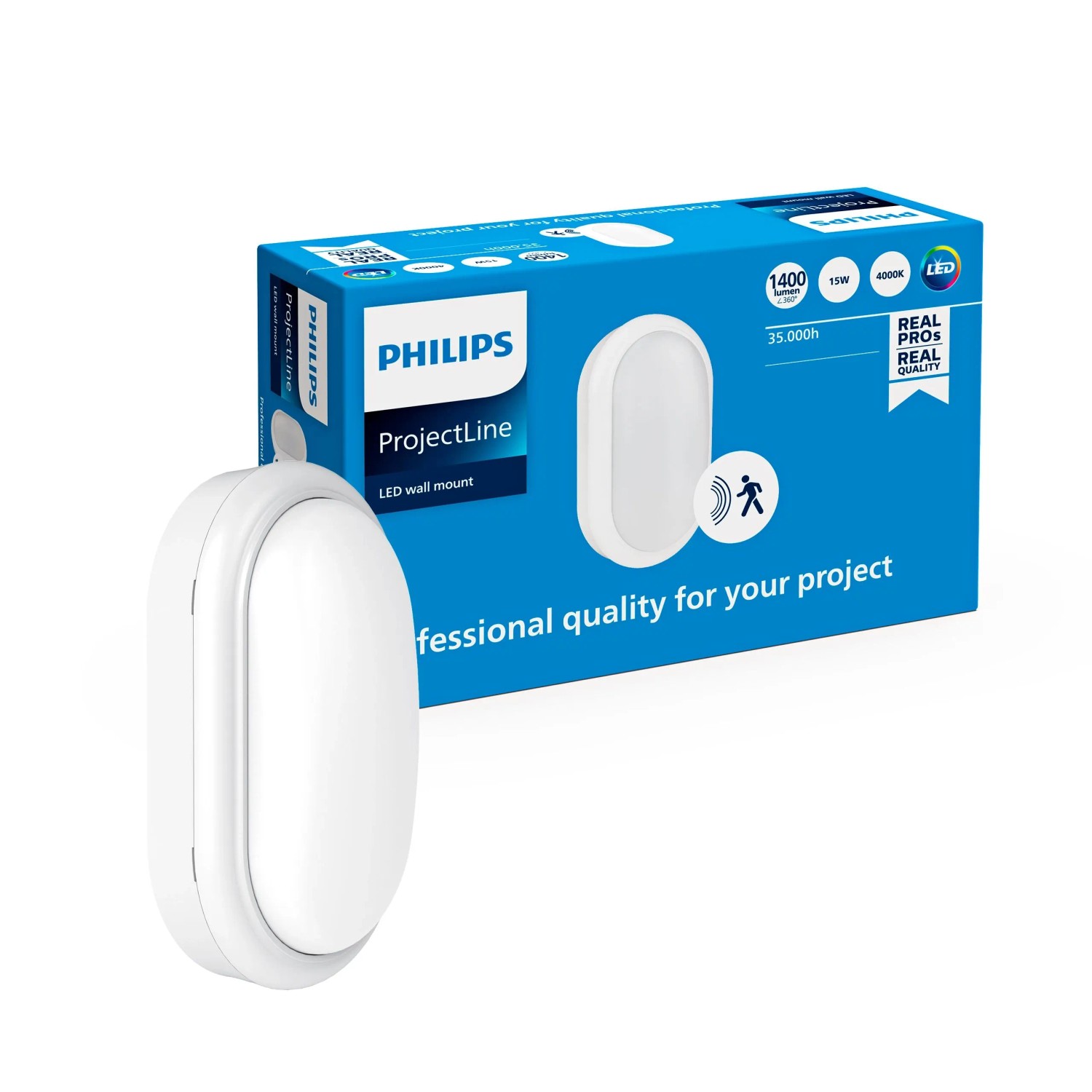 Philips Wandleuchte Projectline oval 15W 1400,m 4000 K IP65 Sensor