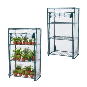 Relaxdays Balkongewächshaus 2er Pack Stahl PVC Grün Aufrollbar 80 cm x 46 cm x 24 cm