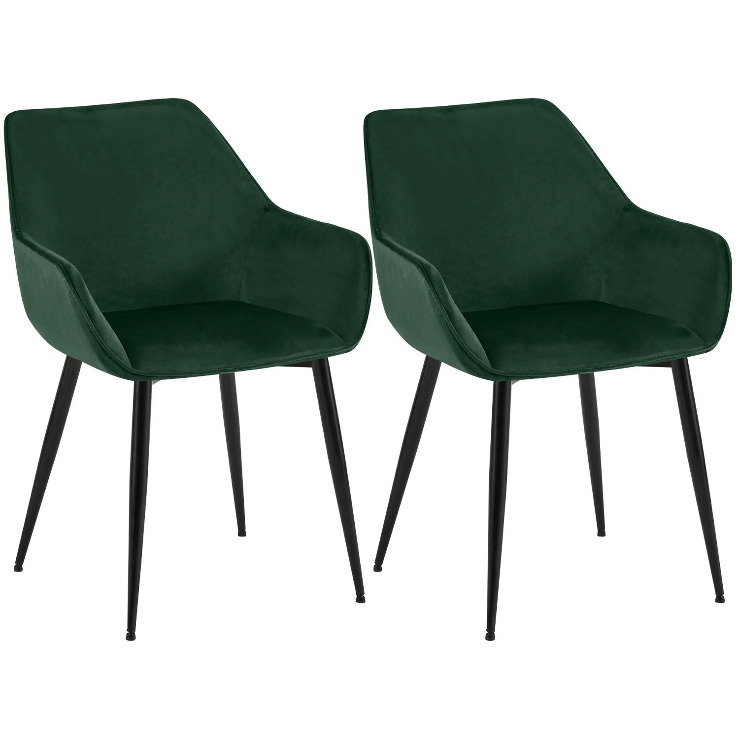 DELUKE 2er Set Esszimmerstuhl NIVER Samt Grünfarbig 52x63x82cm Essstühle Esszimmerstühle Küchenstühle Wohnzimmerstühle