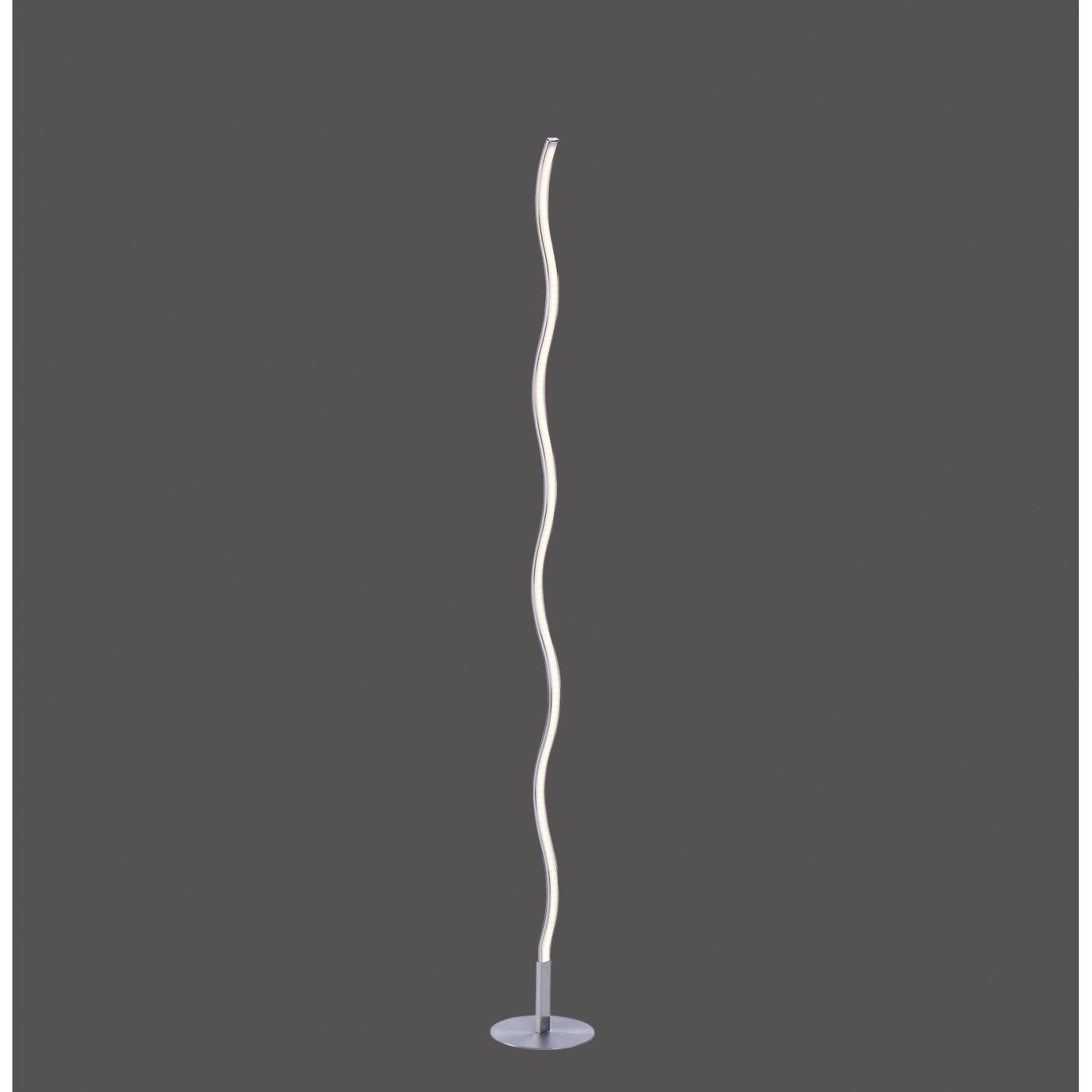 Moderne LED Stehleuchte Wave aus Stahl, 120 cm hoch, für Wohnraumbeleuchtung.