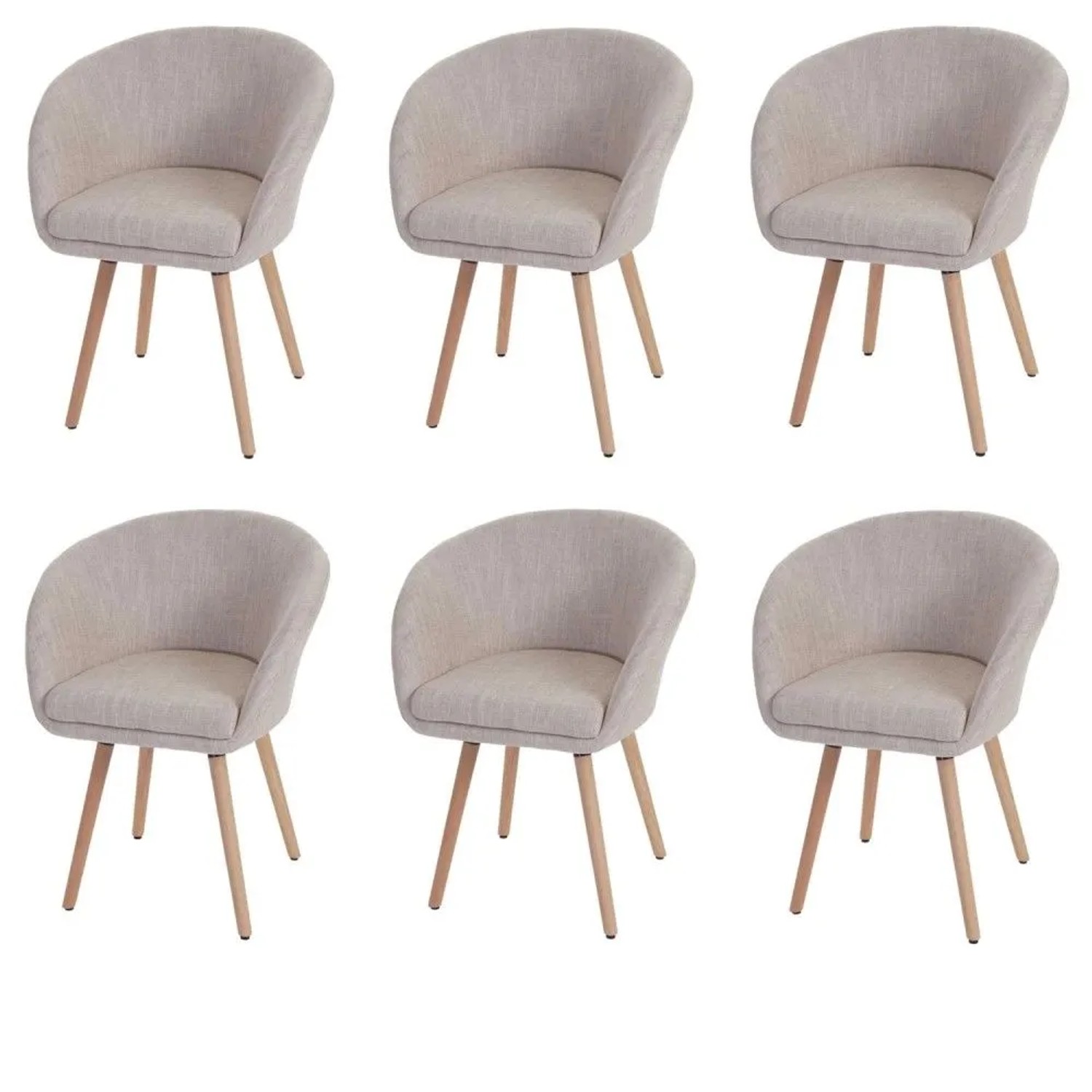 MCW Esszimmerstuhl Vaasa T633 6er-Set Textil Creme/grau
