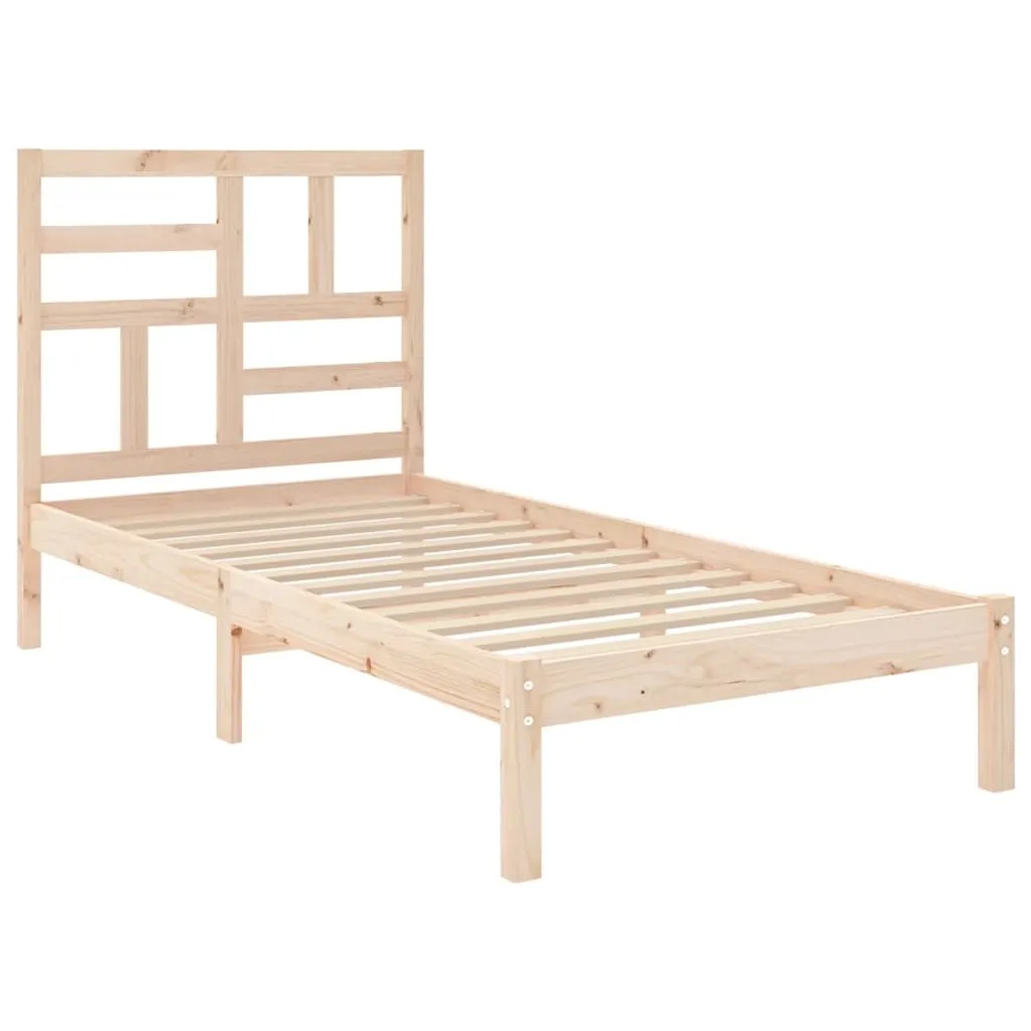vidaXL Massivholzbett, 75x190 cm, Kiefernholz, Einzelbett mit Lattenrost und Kopfteil.