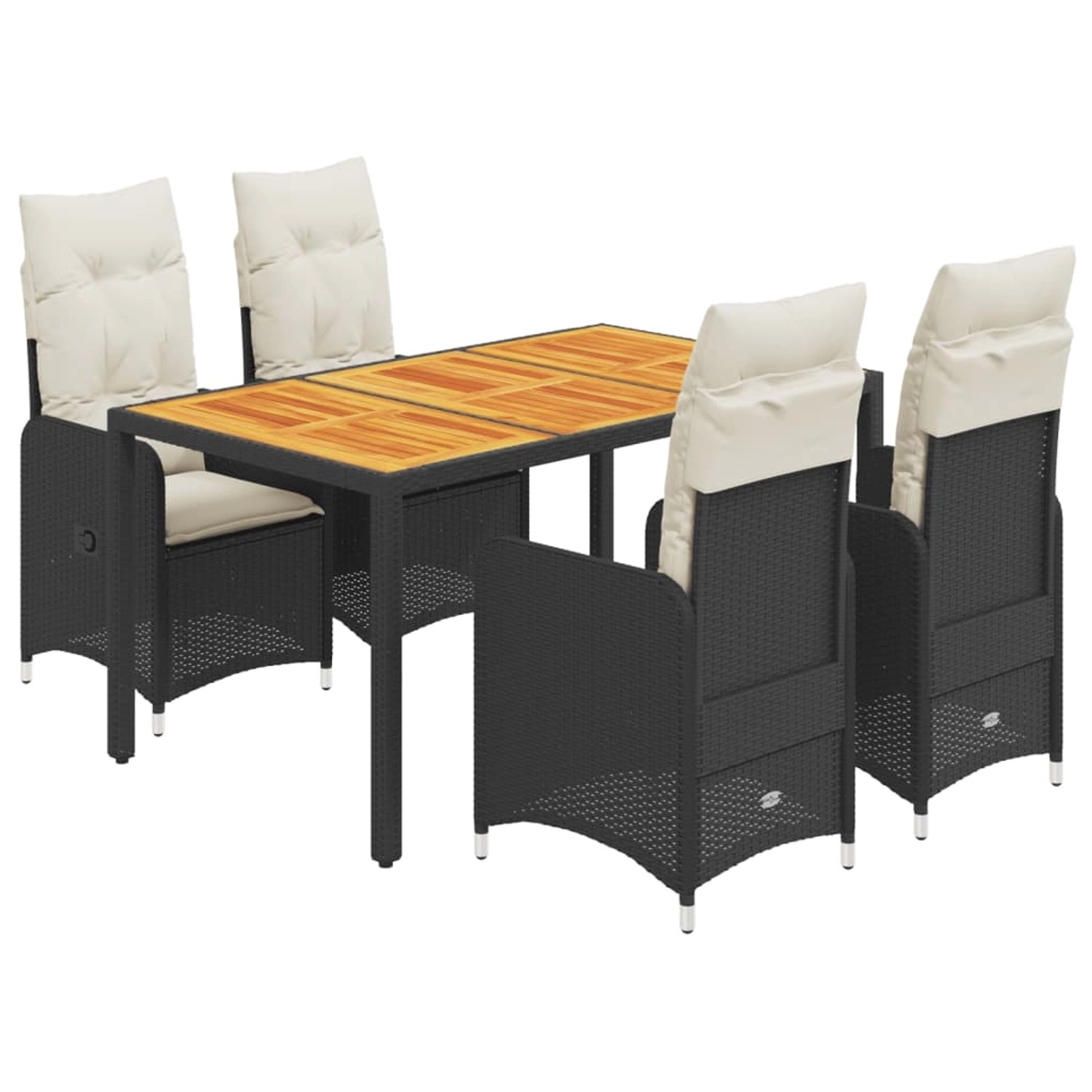 vidaXL 5-Tlg Garten-Bistro-Set mit Kissen Schwarz Poly Rattan 3276978