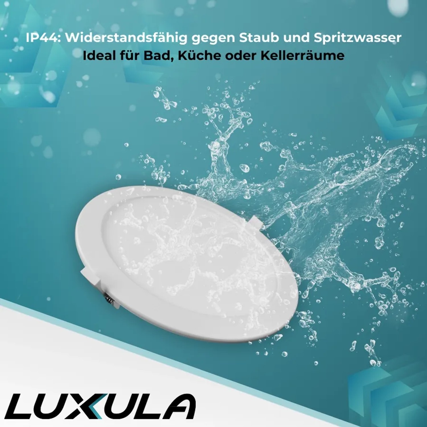 LUXULA LED Downlight Einbauspot, 6er Set, IP44 spritzwassergeschützt für Bad und Küche.