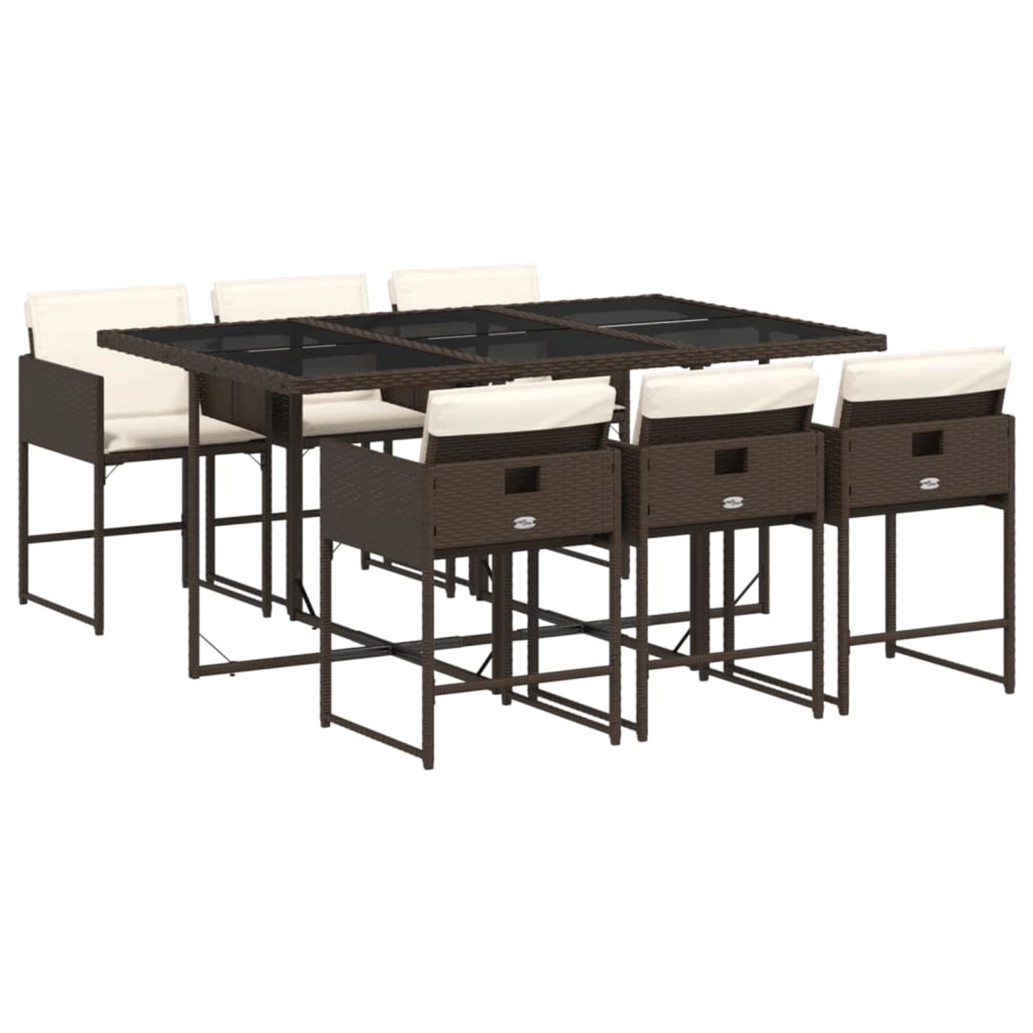 vidaXL 7-Tlg Garten-Essgruppe mit Kissen Braun Poly Rattan 3211269 günstig online kaufen