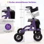 Costway Rollator lila mit Luftbereifung, faltbar, mit Sitz, bis 136 kg belastbar.