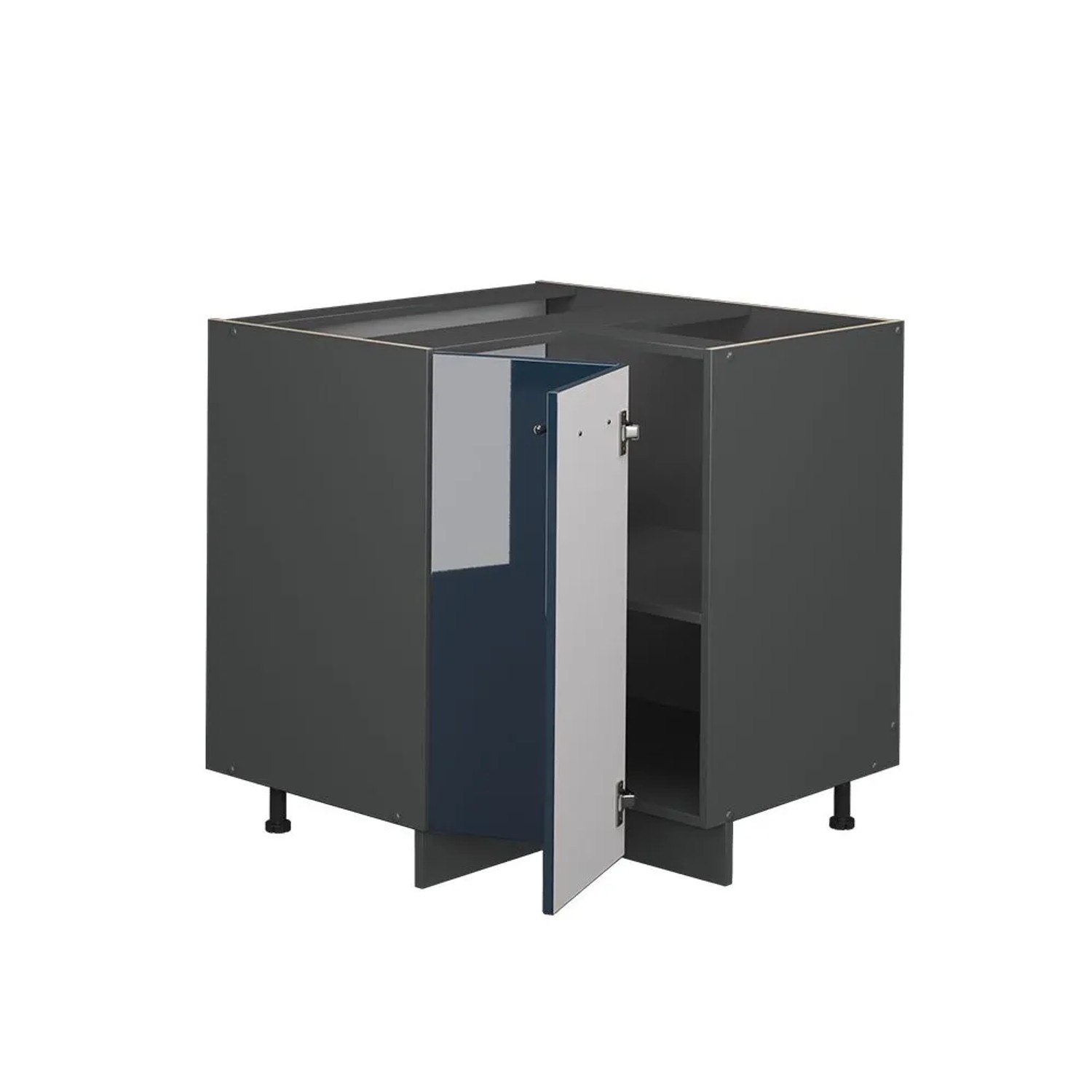 Vicco Eckunterschrank Fame-Line DunkelBlau Hochglanz 81 cm AP Eiche