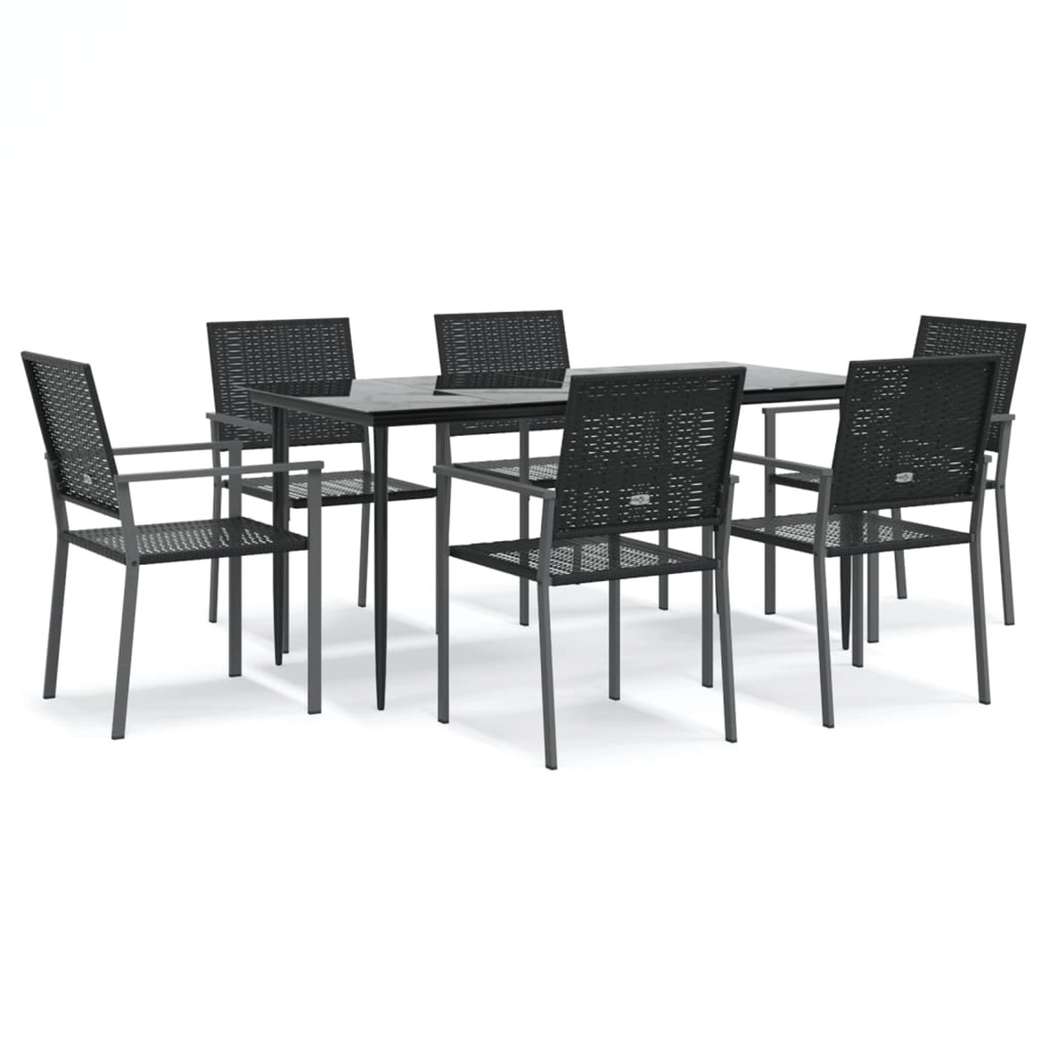 vidaXL 7-Tlg Garten-Essgruppe Poly Rattan und Stahl 3187012 günstig online kaufen