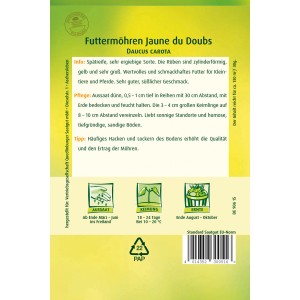 Samentüte Quedlinburger Möhren 'Jaune du Doubs' Großpackung, gelbe Futterpflanze.