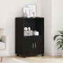 Rollender Schrank in Schwarz Eichen-Optik (55x40x91cm) mit zwei Türen. Ideal für Büro oder Wohnzimmer.