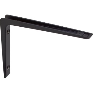 Schwarze Alukonsole Bea, 20x15 cm, zur Befestigung von Regalböden.
