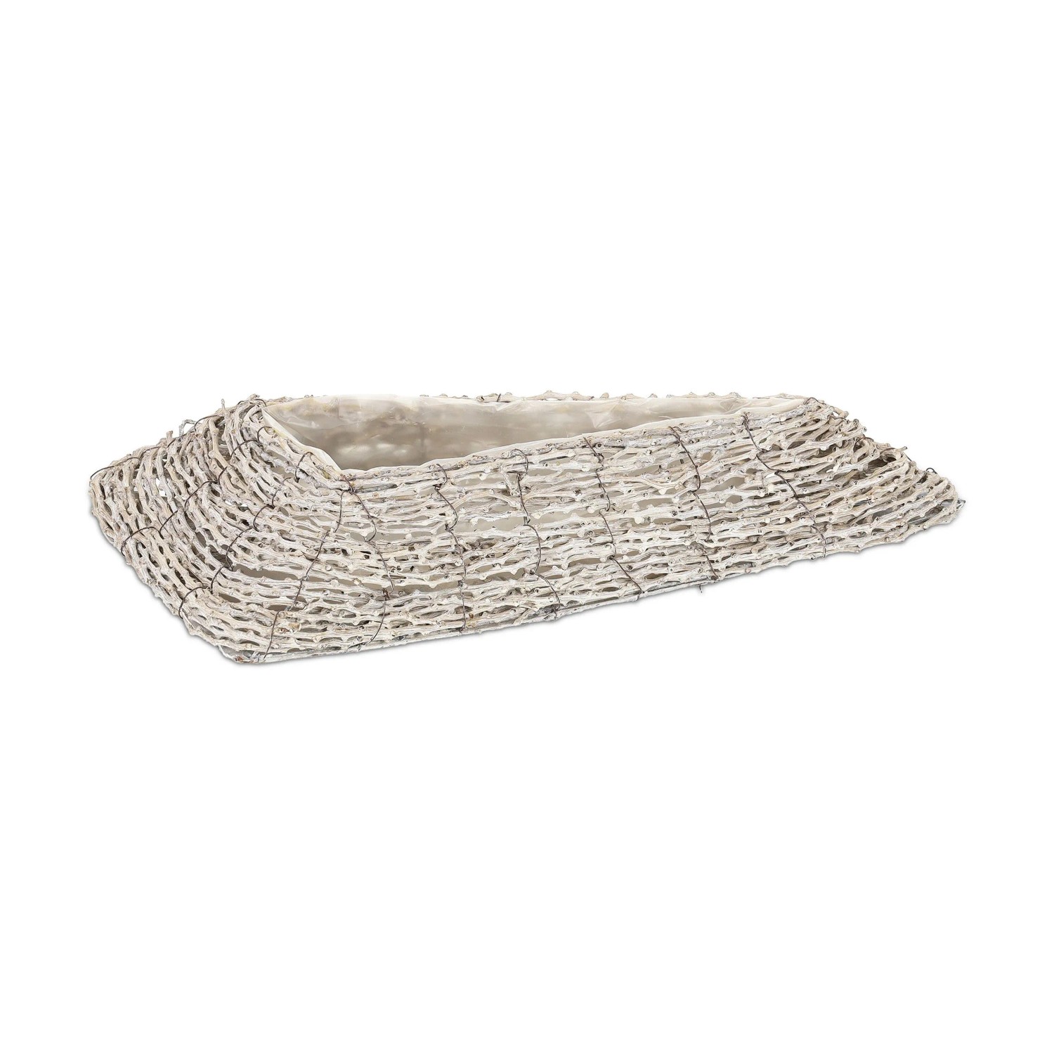 Relaxdays Blumentopf 2er Set Rattan Weiß Direkt Bepflanzbar 10 cm x 55 cm x 25 cm 500 g