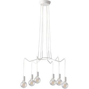 Weißer, 6-flammiger Luce Design Kronleuchter Habitat, Ø 66 cm, für Pendelleuchten.