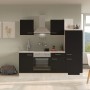 Flex-Well Küchenzeile Lara, 220 cm, Anthrazit/San Remo Eiche Dekor mit E-Geräten.