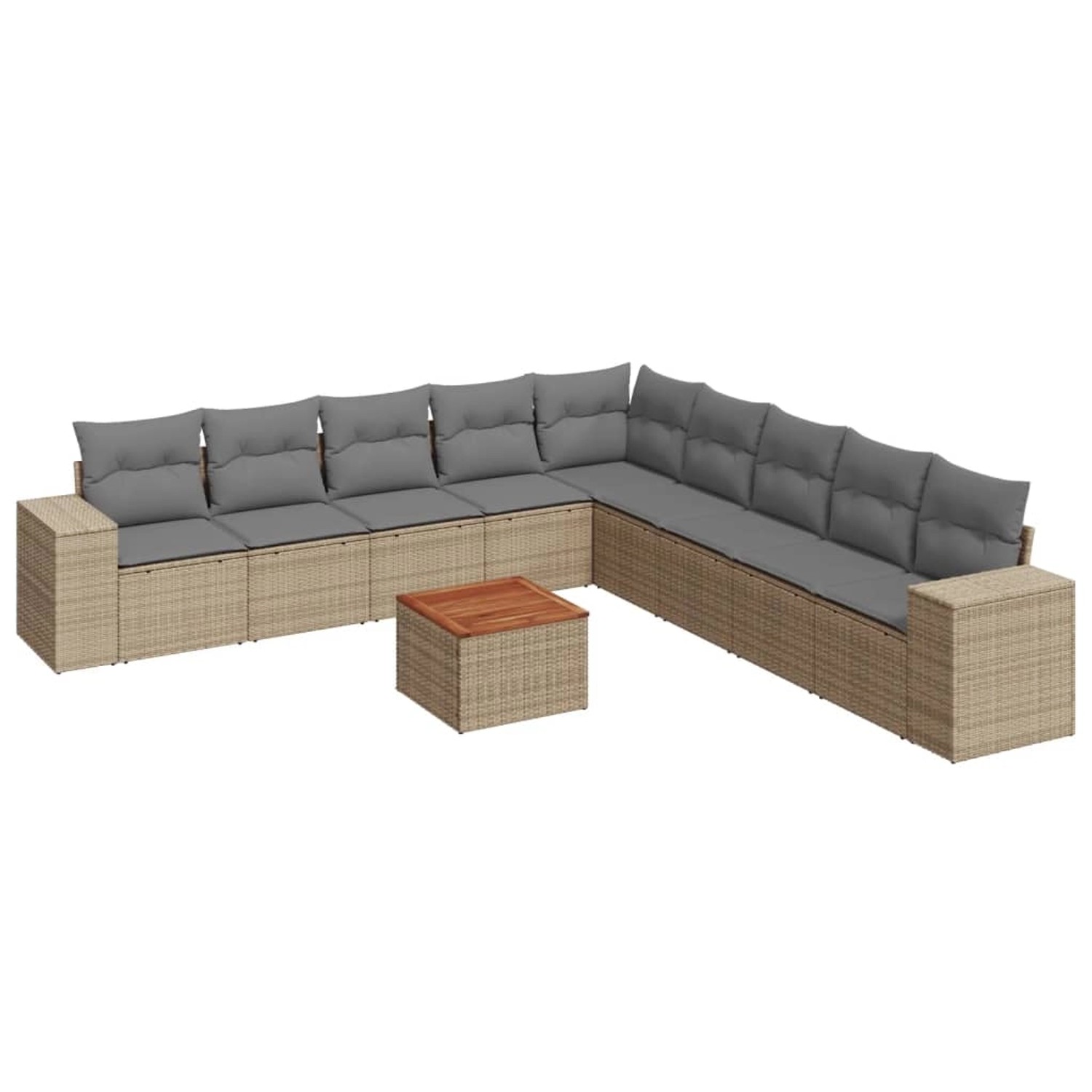 vidaXL 10-Tlg Garten-Sofagarnitur mit Kissen Beige Poly Rattan 3225492 günstig online kaufen
