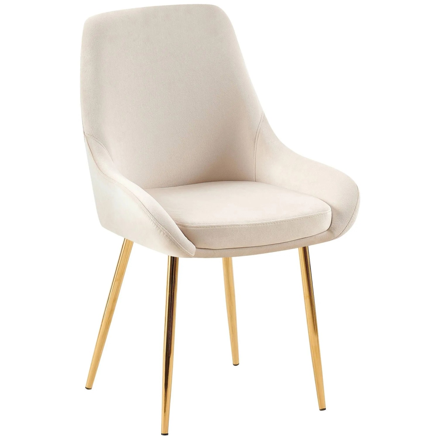 DELUKE Esszimmerstuhl PUNAR Samt Creme 50x53x86cm Gold Essstühle Esszimmerstühle Küchenstühle Wohnzimmerstühle