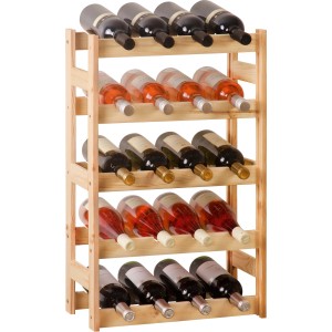 OBI Holzweinregal M aus Kiefernholz mit 5 Regalböden für 20 Flaschen.